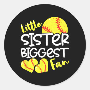 Softball Kleine Schwester größter Fan Teenager Mäd Runder Aufkleber