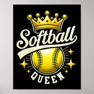 Softball-Königin Ein Softball Mit Krone Softball-M Poster