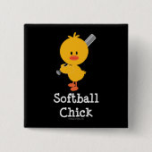 Softball-Küken-Knopf Button (Vorderseite)