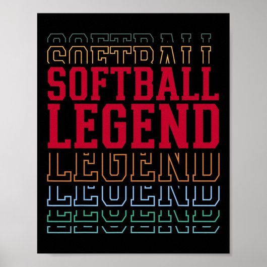 Softball-Legende Lustiger mehrschichtiger Text Tea Poster (Vorne)