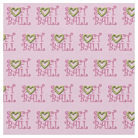 Softball-Liebe-Girly Rosa mit Herzen Stoff (Nahaufnahme)