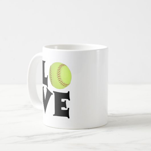 Softball-Liebe Kaffeetasse (Vorderseite Links)