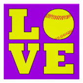 Softball Liebe Square Typografy Poster (Vorderseite)