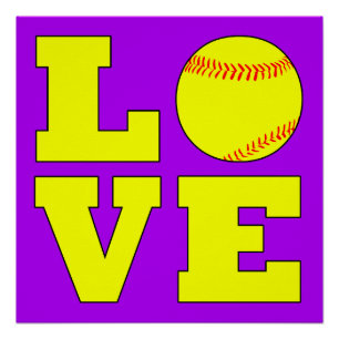 Softball Liebe Square Typografy Poster