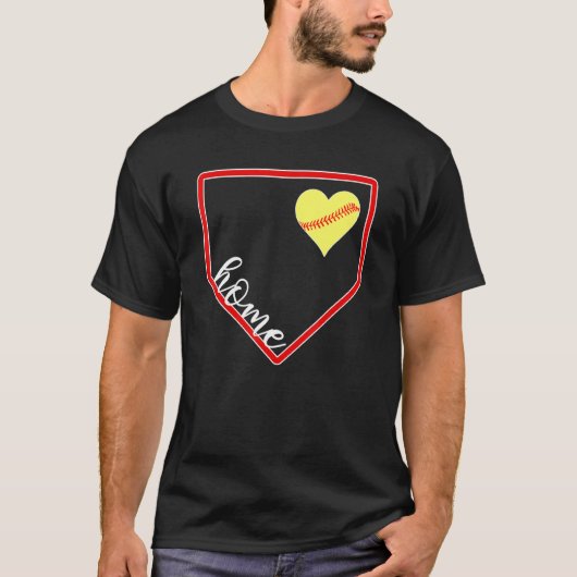 Softball Liebe Zuhause Plate T-Shirt (Vorderseite)