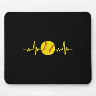 Softball-Liebhaber Herzschlag Vintage Retro Softba Mousepad