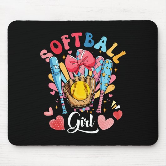 Softball-Liebhaberin Mädchen Farbige Bowling-Ausrü Mousepad (Vorne)