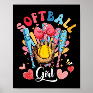 Softball-Liebhaberin Mädchen Farbige Bowling-Ausrü Poster