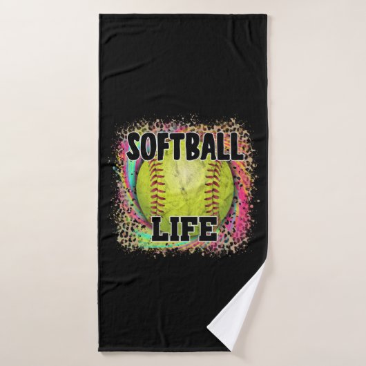 Softball Life Gefärbte Krawatte Leopard Print Yell Badehandtuch (Badehandtuch)