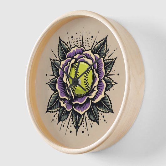 Softball-Lila Blume Uhr (Winkel)