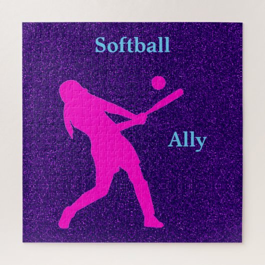 Softball Lila Glitzer Girls Jigsaw Puzzle (Vertikal)