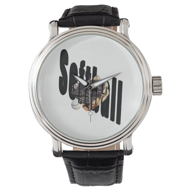Softball-Logo und Handschuhe, Armbanduhr (Vorderseite)