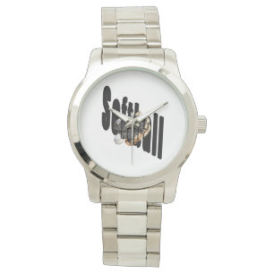 Softball-Logo und Handschuhe, Armbanduhr