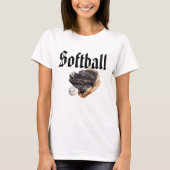Softball-Logo und Handschuhe, T-Shirt (Vorderseite)