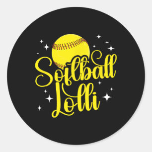Softball-Lutscher von einem Softballspieler-Lutsch Runder Aufkleber
