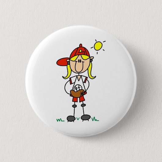 Softball-Mädchen-Button Button (Vorderseite)
