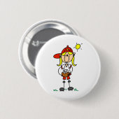 Softball-Mädchen-Button Button (Vorne & Hinten)
