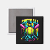 Softball-Mädchen-Drip Lustiger Softball-Spieler Magnet (Vorderseite/Rückseite)