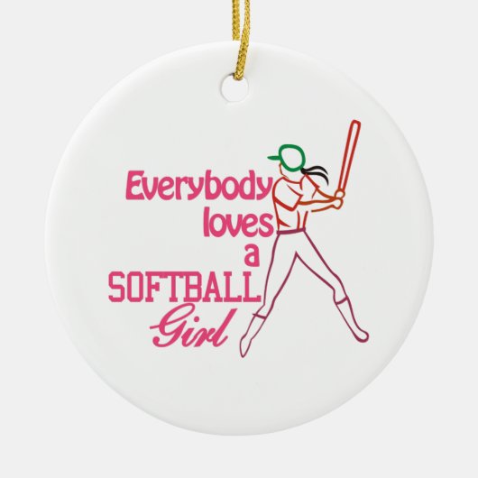 Softball-Mädchen Keramik Ornament (Vorne)