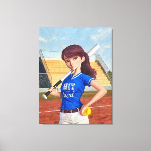 Softball-Mädchen Leinwanddruck (Vorderseite)