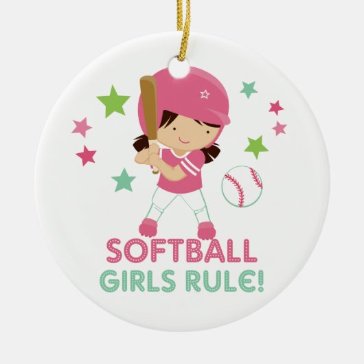 Softball-Mädchen-Regel personalisiert mit Foto Keramikornament (Vorne)