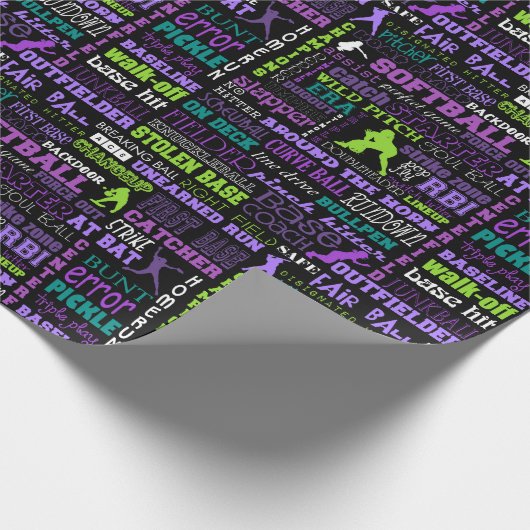 Softball-Mädchen-Schwarzes 1 Geschenkpapier (Ecke)