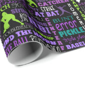 Softball-Mädchen-Schwarzes 1 Geschenkpapier (Rolleneckpunkt)