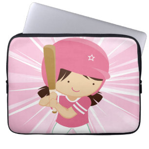 Softball-Mädchen-Teig im Rosa und im Weiß Laptopschutzhülle