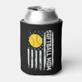 Softball Mama American US Flag Vintager Muttertag Dosenkühler (Kanne Vorderseite)