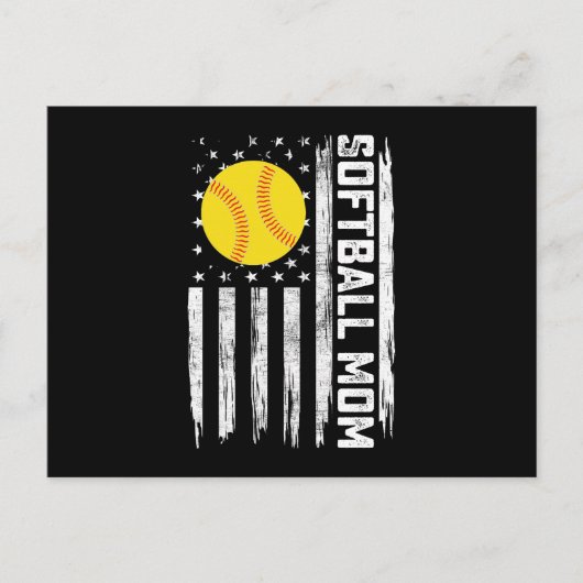 Softball Mama American US Flag Vintager Muttertag Postkarte (Vorderseite)