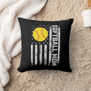 Softball-Mama Amerikanische US-Flagge Vintage Mutt Kissen