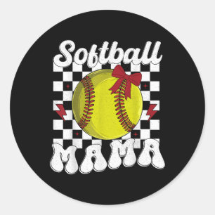 Softball Mama Coquette Bow Softball Mama Women Mot Runder Aufkleber