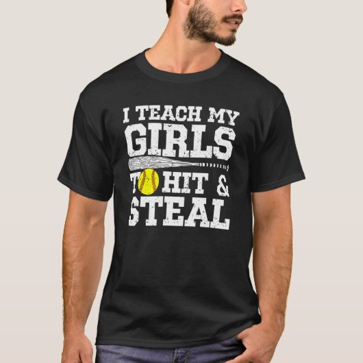 Softball-Mama, die ich meinen Mädchen beibringe, z T-Shirt (Vorderseite)