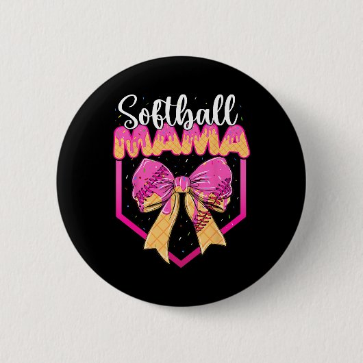 Softball-Mama-Drip-Eiscreme-Drip-Streusel-Mama-Bog Button (Vorderseite)