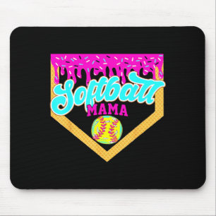 Softball Mama Drip Eiscreme Tröpfelnd Spieltag Wei Mousepad