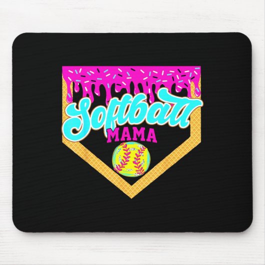 Softball Mama Drip Eiscreme Tröpfelnd Spieltag Wei Mousepad (Vorne)