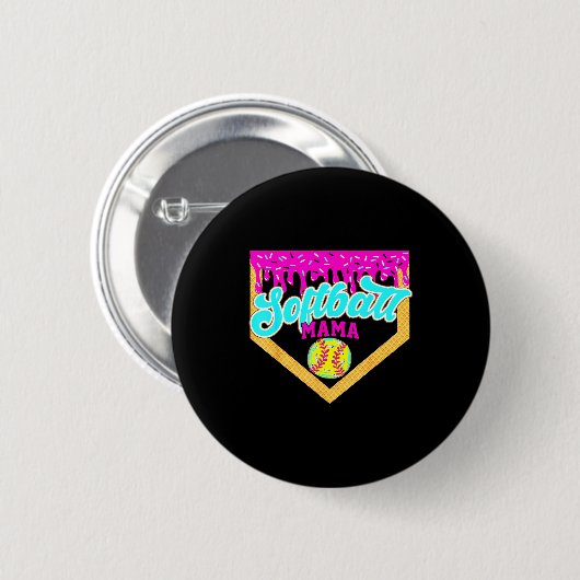 Softball Mama Drip Eiscreme tropfend Game Day Sof Button (Vorne & Hinten)
