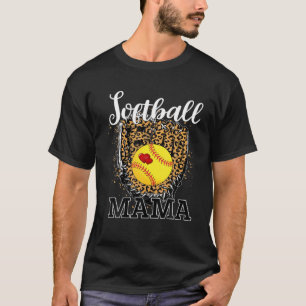 Softball Mama Funny Baseball Leopard Lover Mutter' T-Shirt