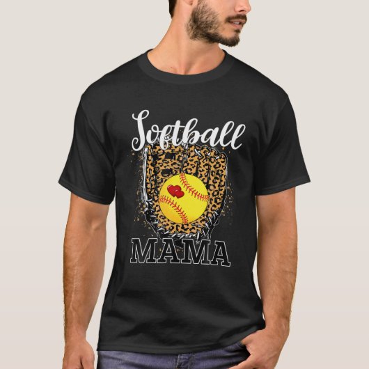Softball Mama Funny Baseball Leopard Lover Mutter' T-Shirt (Vorderseite)