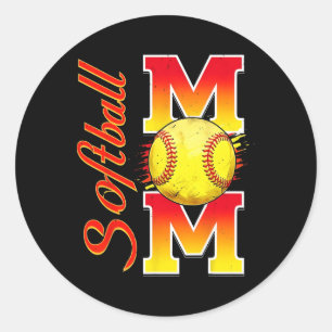 Softball Mama Funny Baseball Mama Muttertagssoftwa Runder Aufkleber