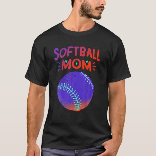 Softball Mama Funny Baseball Player Sportunterstüt T-Shirt (Vorderseite)