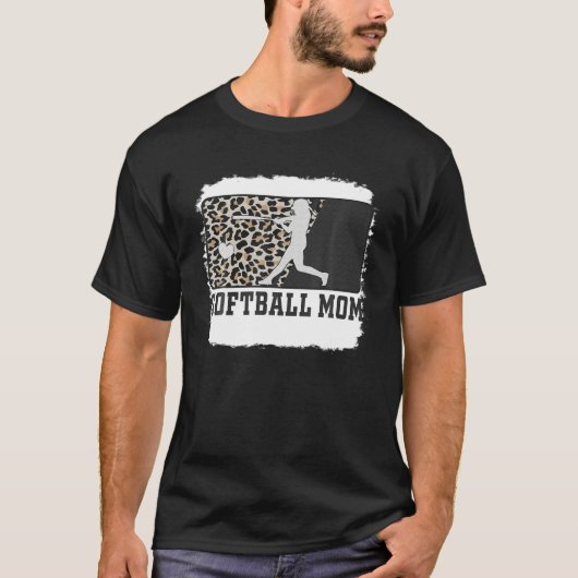 Softball Mama Funny Mama Leopard gebleicht T-Shirt (Vorderseite)
