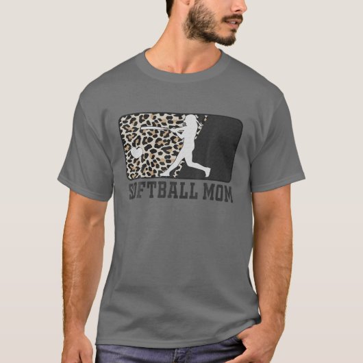 Softball Mama Funny Mama Leopard T-Shirt (Vorderseite)