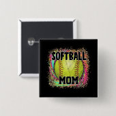 Softball Mama Gefärbte Krawatte Leopard Print Yell Button (Vorne & Hinten)