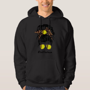 Softball Mama Leben mit Leopard und Messy Bun Play Hoodie