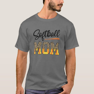 Softball Mama Leopard Baseball Sportliebhaber Mutt T-Shirt