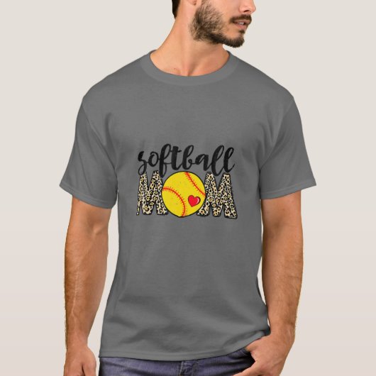 Softball Mama Leopard Baseball Sportliebhaber Mutt T-Shirt (Vorderseite)