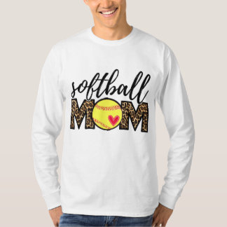Softball Mama Leopard Funny Baseball Mama Mutter D T-Shirt