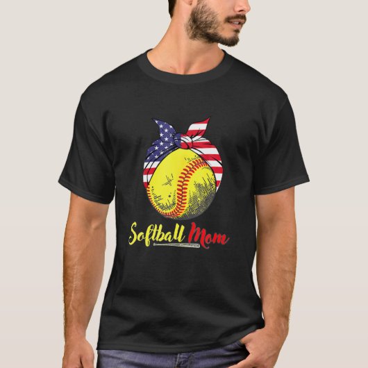 Softball Mama Leopard Funny Baseball Mama Mutter D T-Shirt (Vorderseite)
