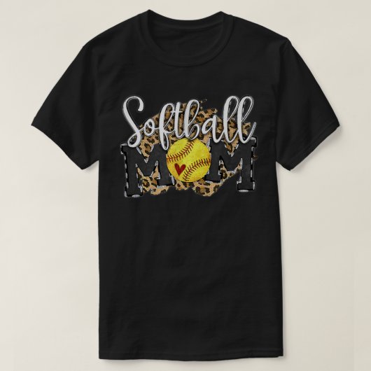 Softball Mama Leopard Funny Baseball Mama Mutter D T-Shirt (Design vorne)